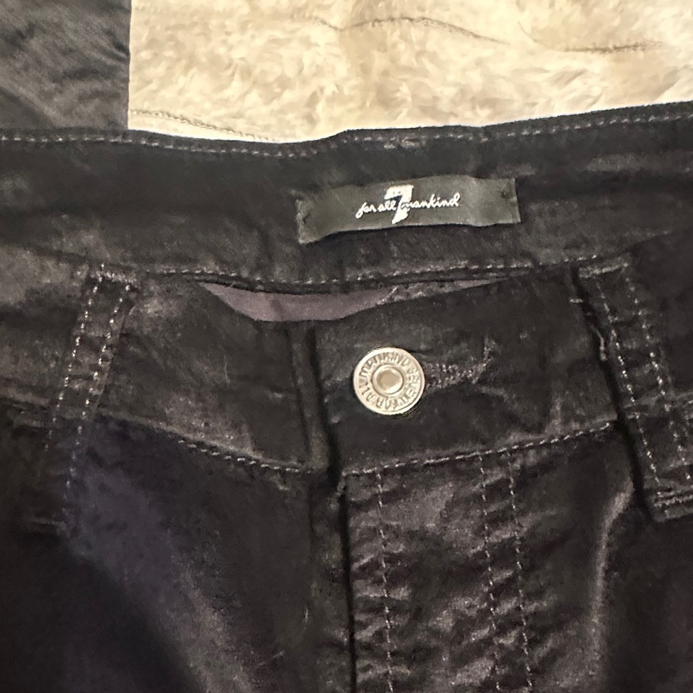7 For All Mankind Women's black crushed velvet Skinny Pants size 28 - Picture 5 of 9